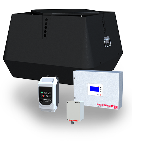 ENERVEX MBESV demand-controlled building exhaust system with rooftop fan and controls